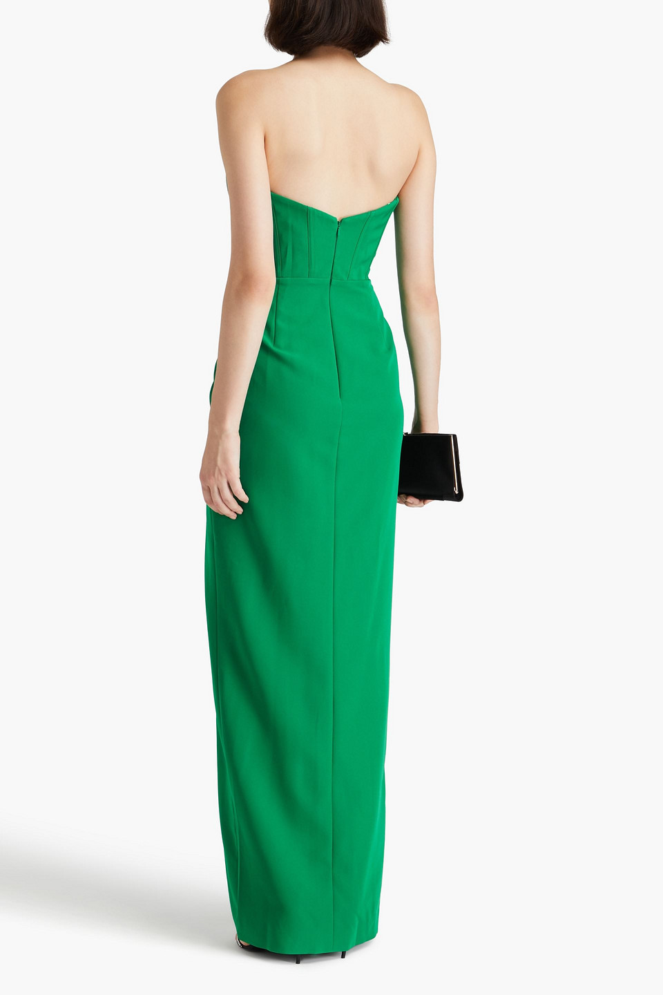 MARCHESA NOTTE STRAPLESS TWISTED CREPE GOWN