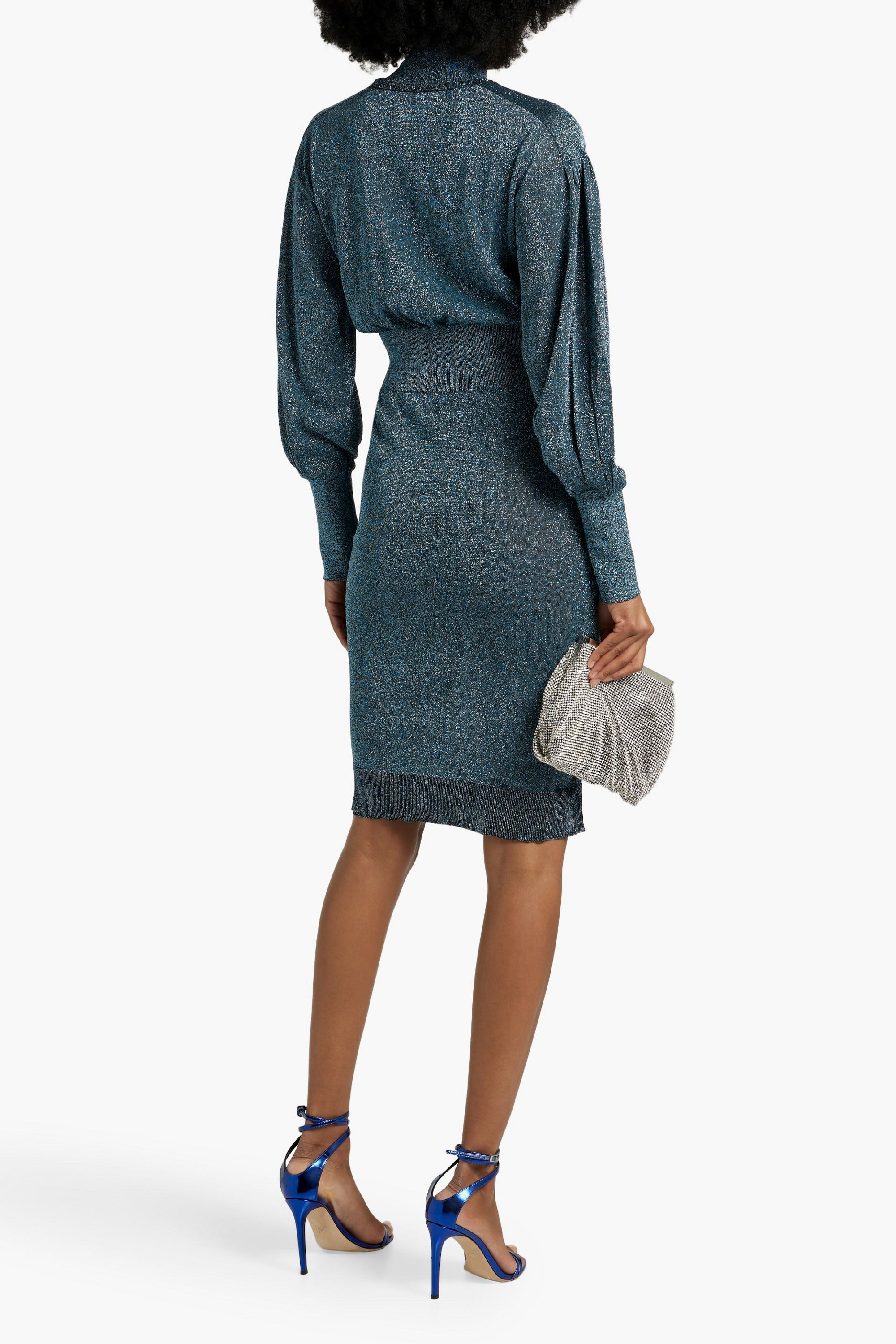Rabanne Metallic stretch-knit turtleneck dress thumbnail