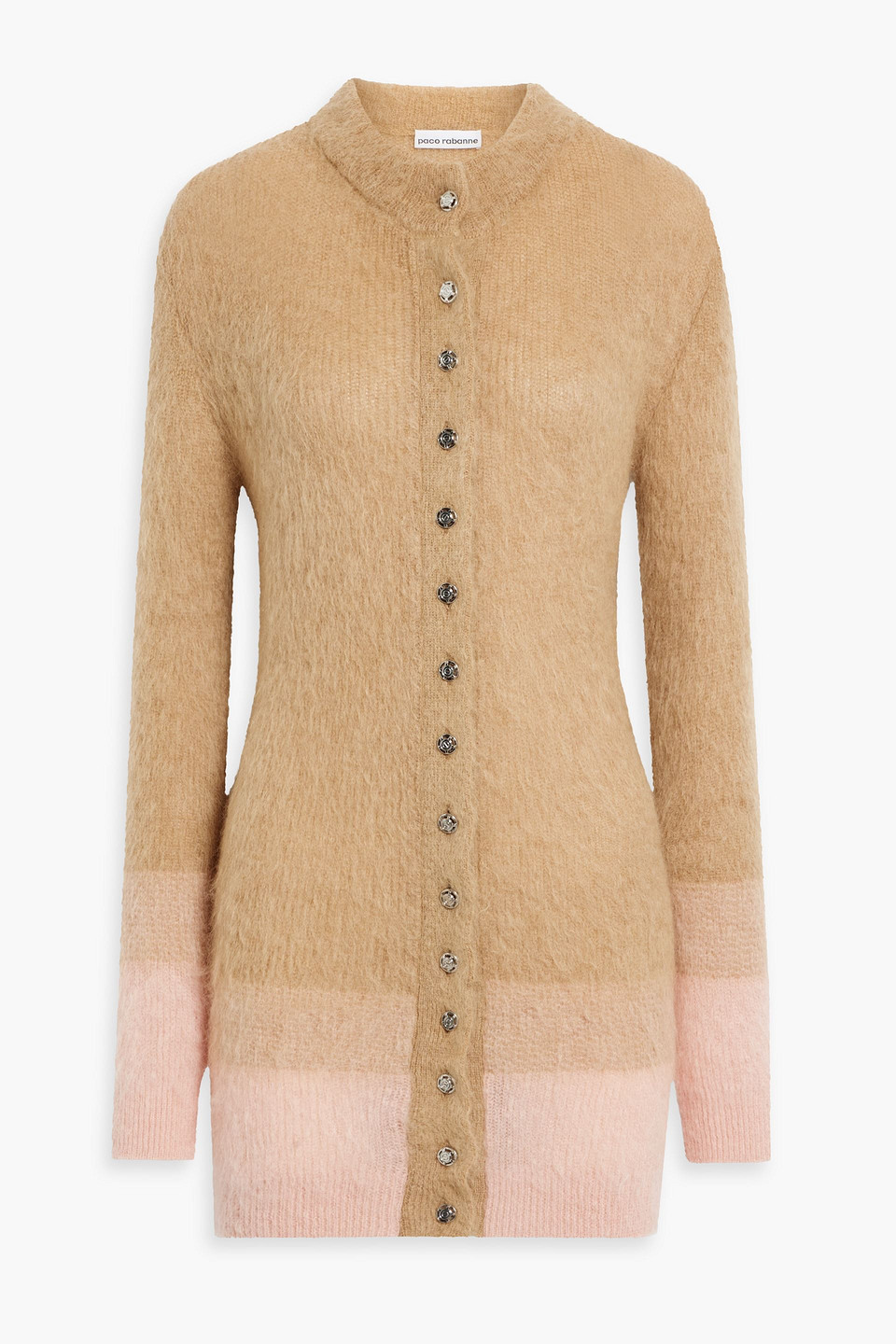 Rabanne Gradient Eyelash Wool Blend Cardigan In Sand