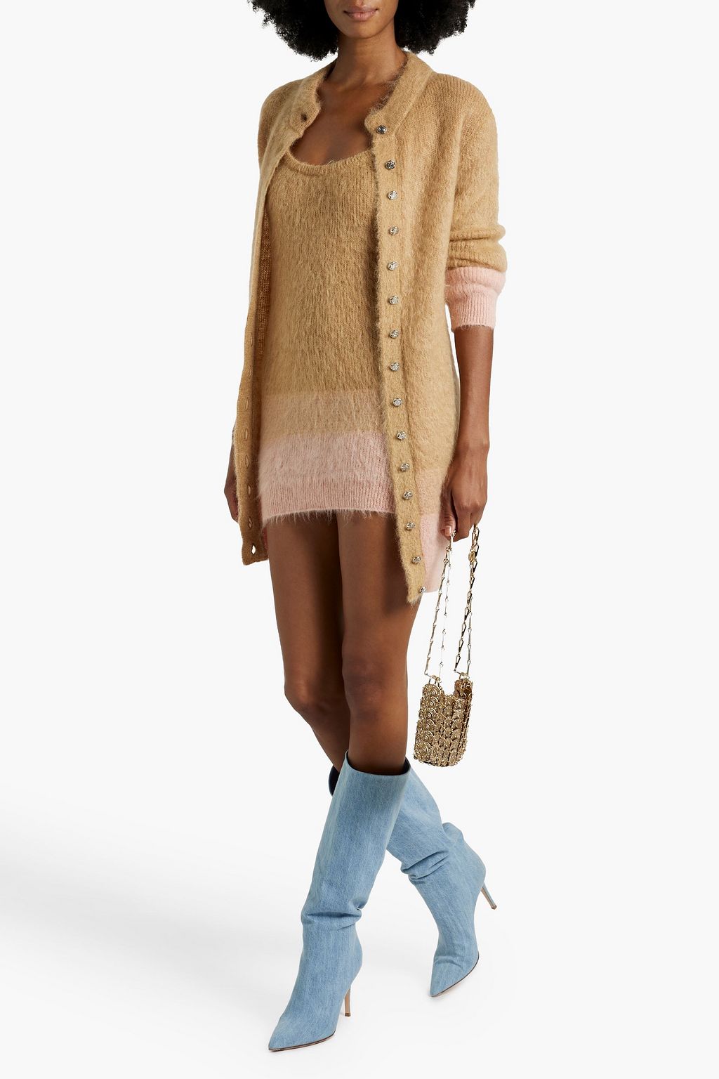 RABANNE Brushed dégradé mohair-blend cardigan