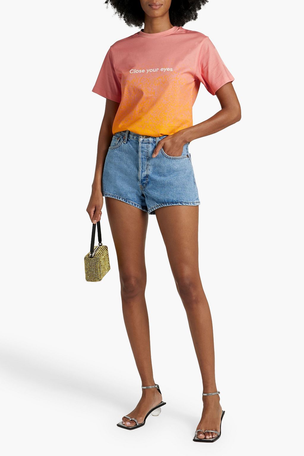 RABANNE Printed cotton-jersey T-shirt
