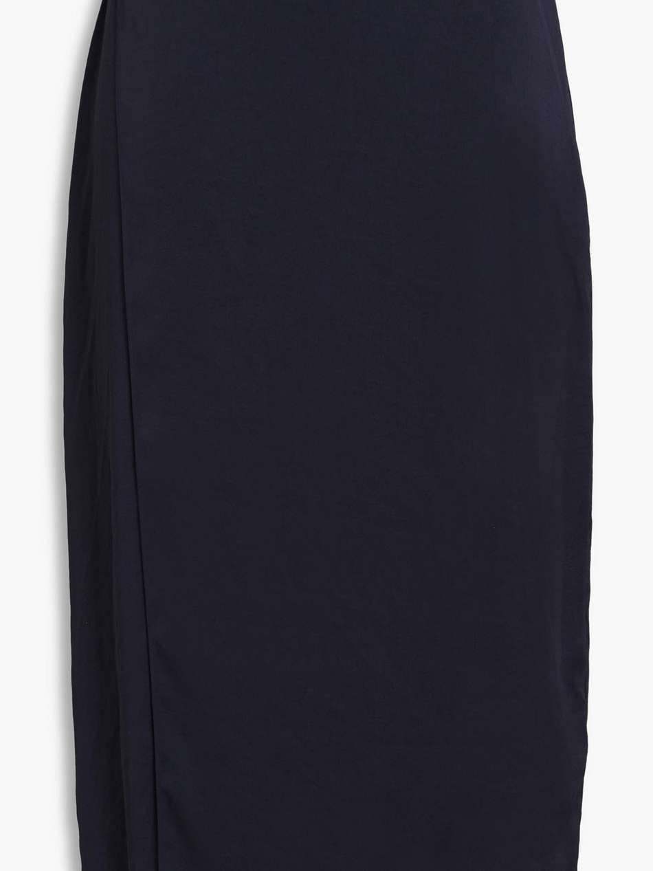 wrap-effect crinkled-satin midi skirt