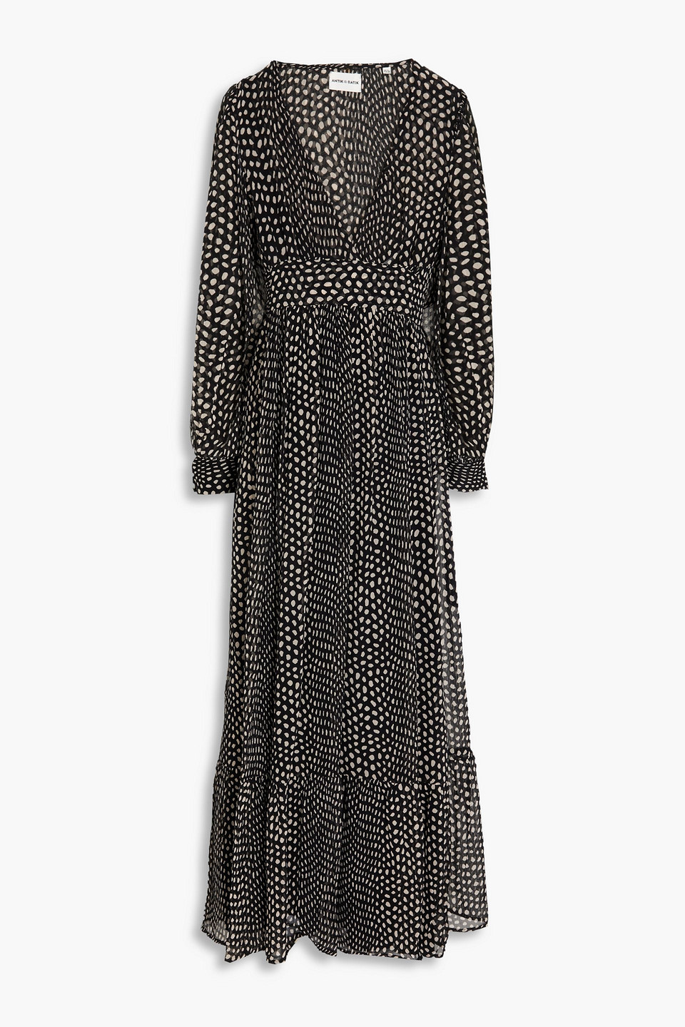 Antik Batik Siena Polka-dot Crepon Maxi Dress In Black
