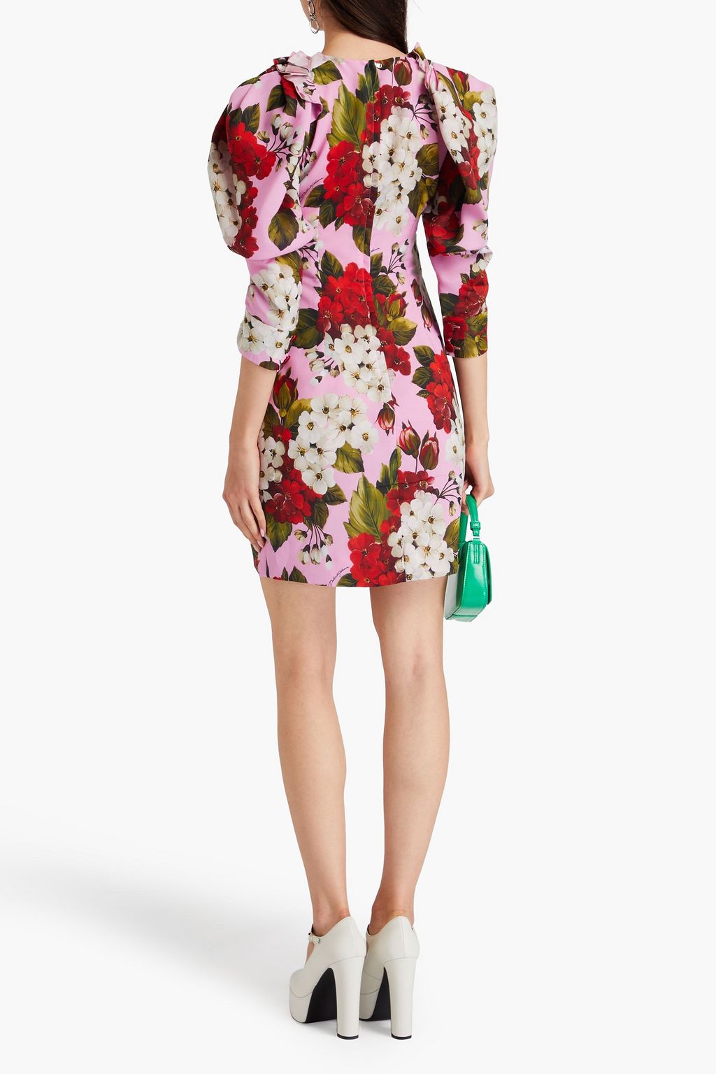 DOLCE&GABBANA توب من الكريب المطبّع بالورود مع طيّات