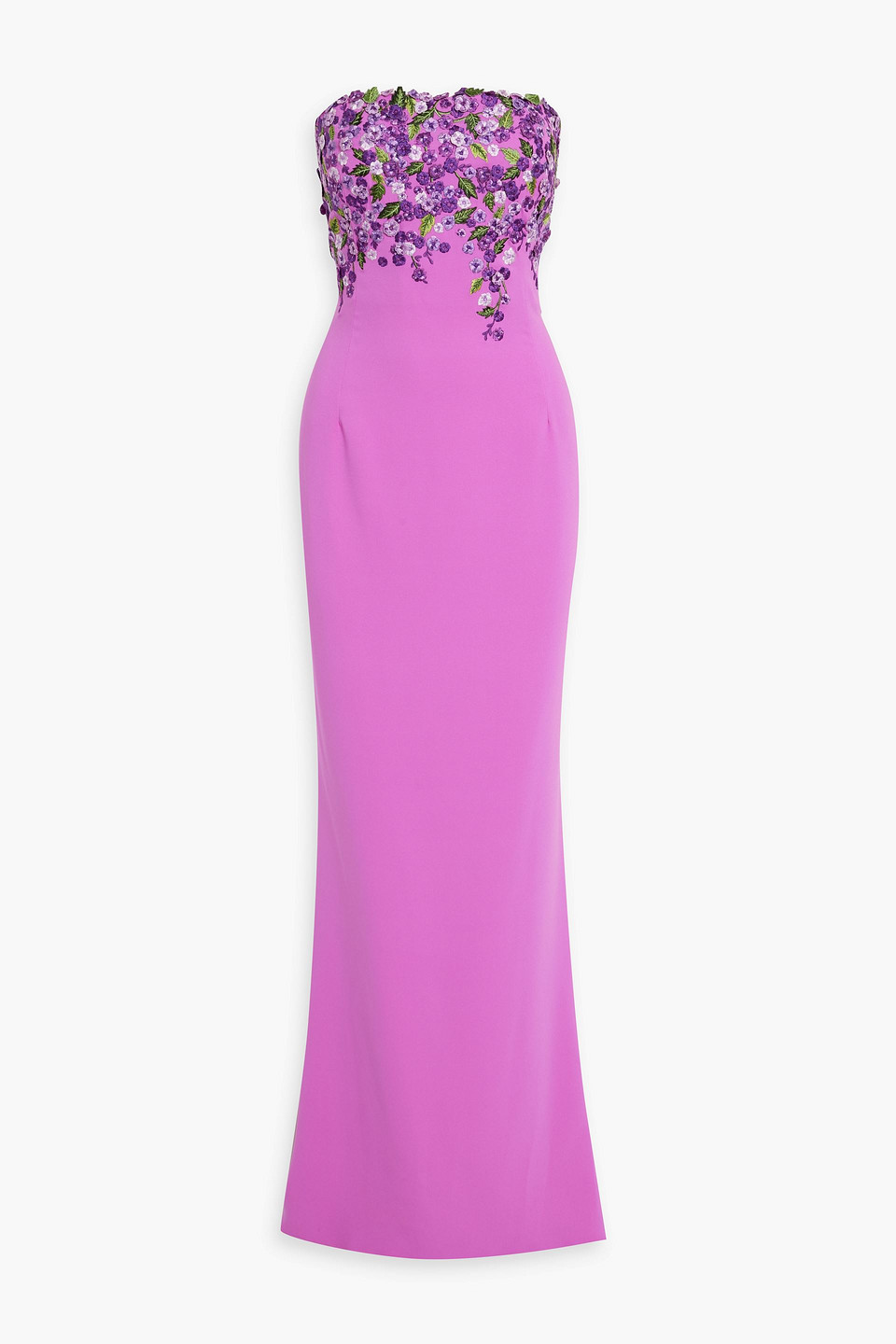 oscar de la renta - strapless embroidered silk-blend gown - purple - us 12