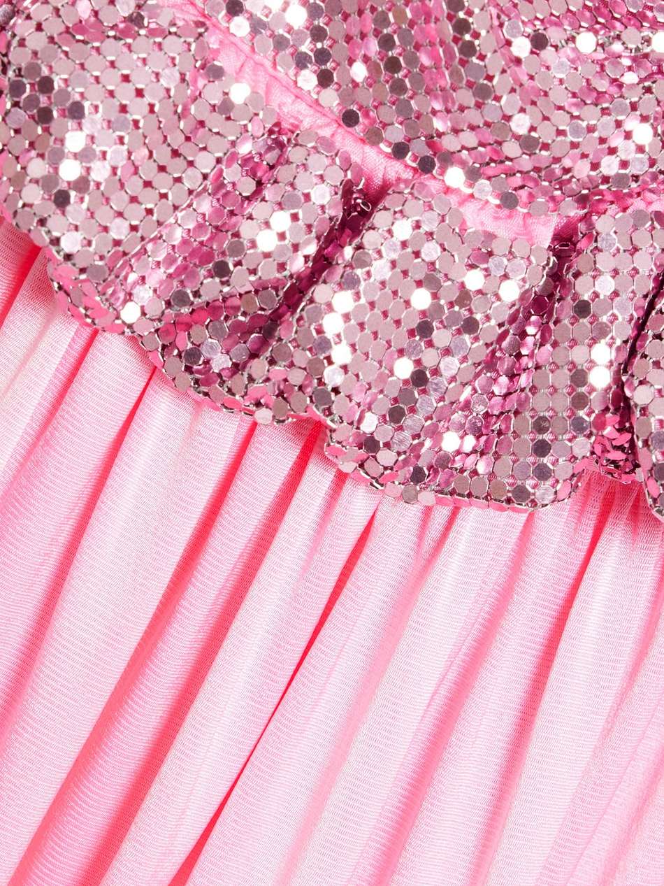 ruffled chainmail and stretch-satin mini dress