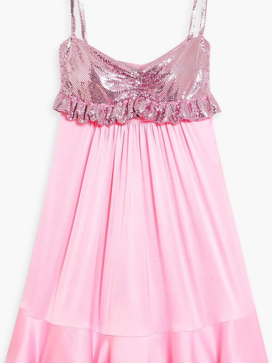 ruffled chainmail and stretch-satin mini dress