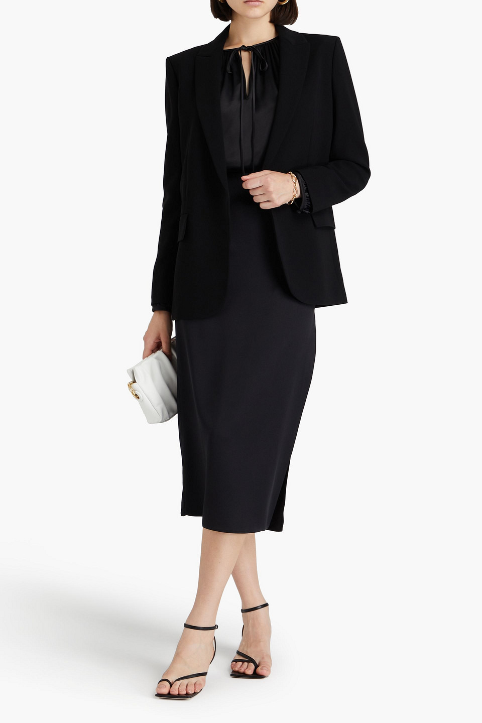 Theory Rolled-sleeve Shawl Collar One-button Jacket In Black