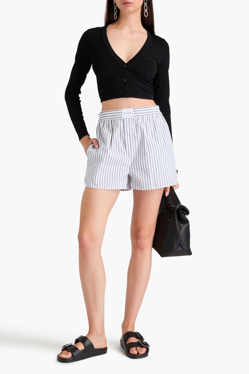 ALEXANDERWANG.T شورت من البوبلين القطني بتصميم مخطط