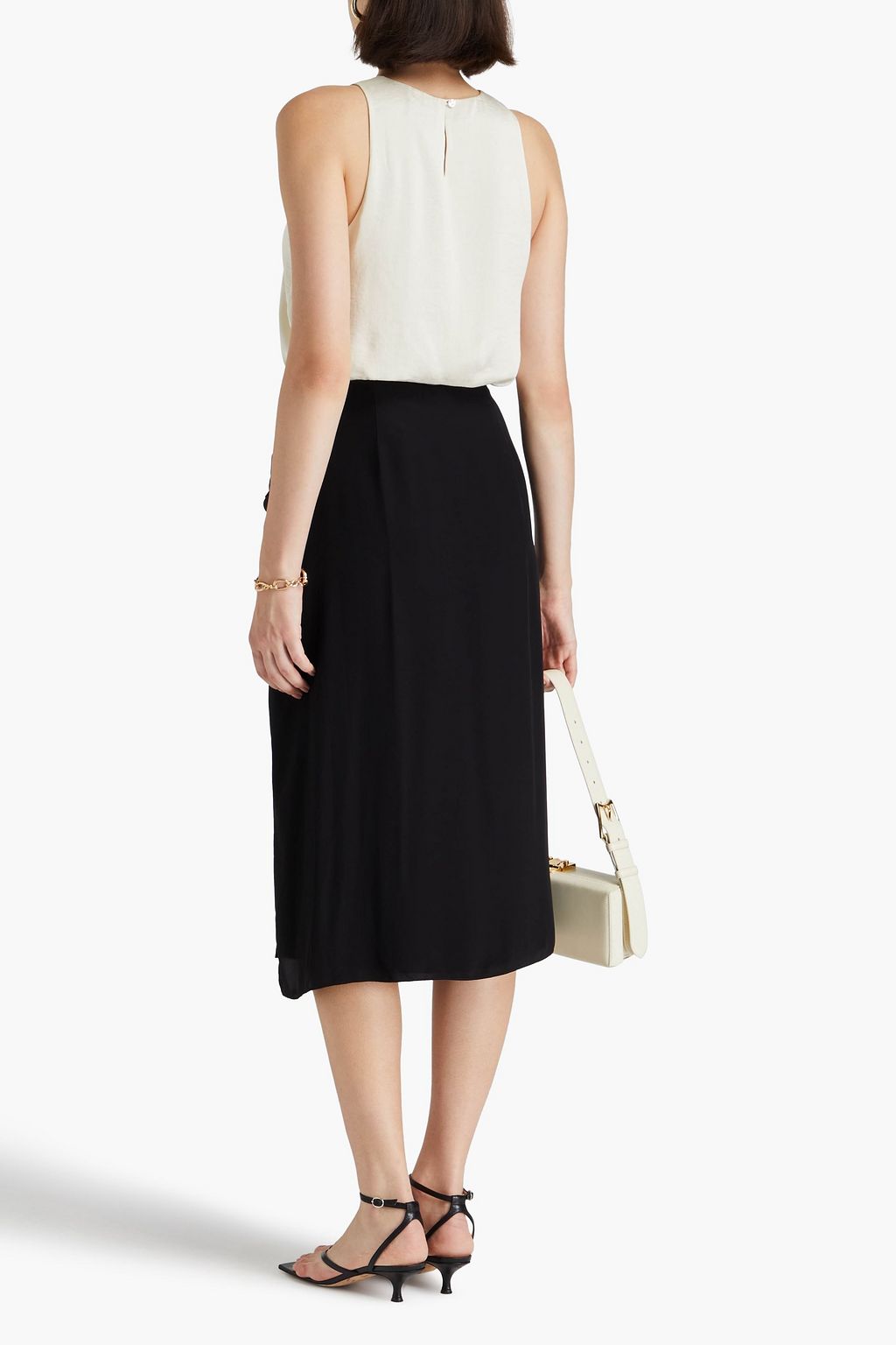 THEORY Wrap-effect crepe midi skirt