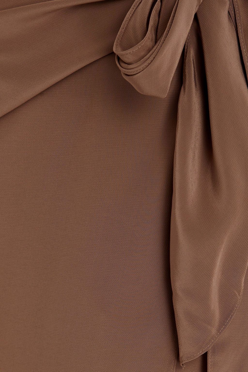 THEORY Wrap-effect crepe midi skirt
