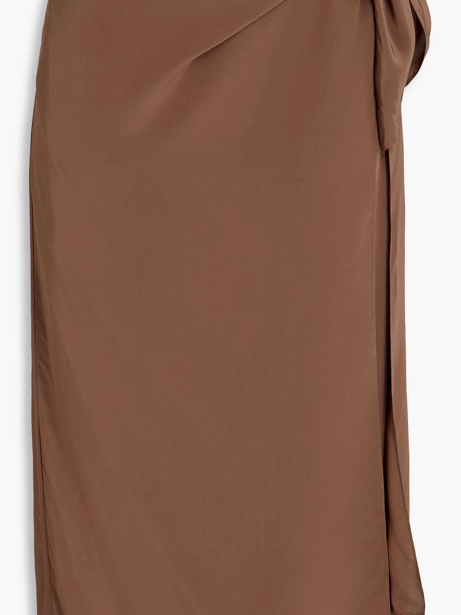 wrap-effect crepe midi skirt