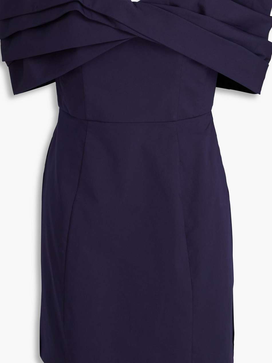 off-the-shoulder twist-front cotton-poplin mini dress