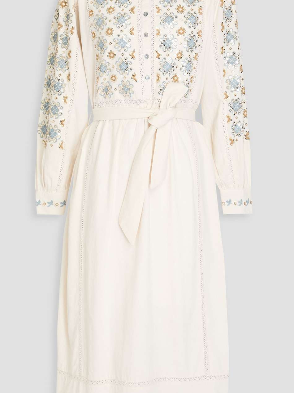 joana embellished cotton midi dress
