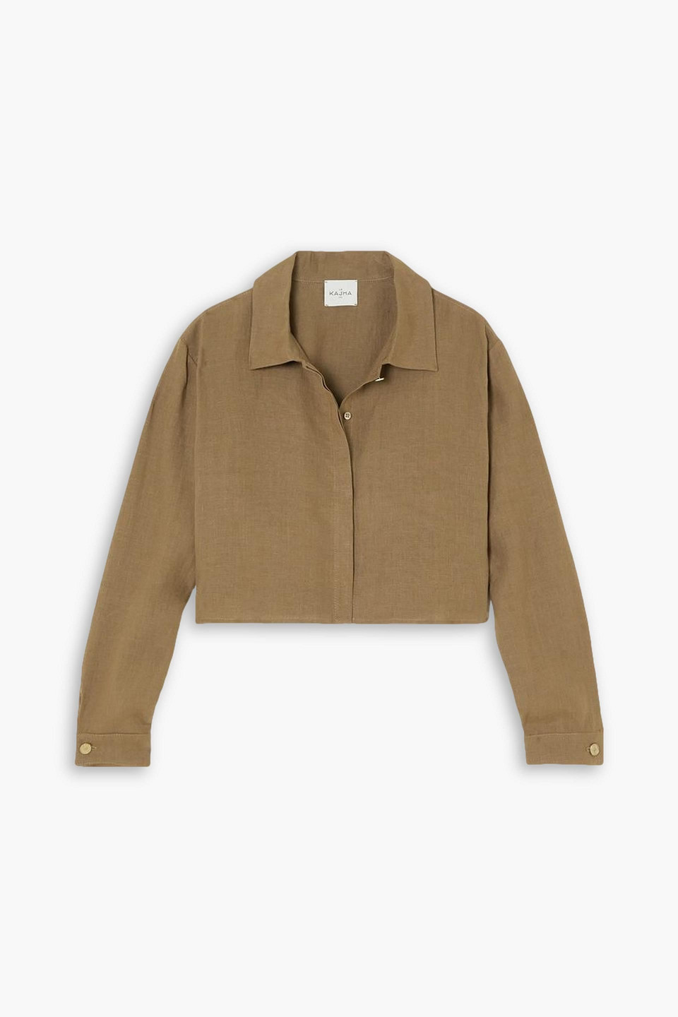 Le Kasha Wasta Cropped Linen Shirt In Army Green