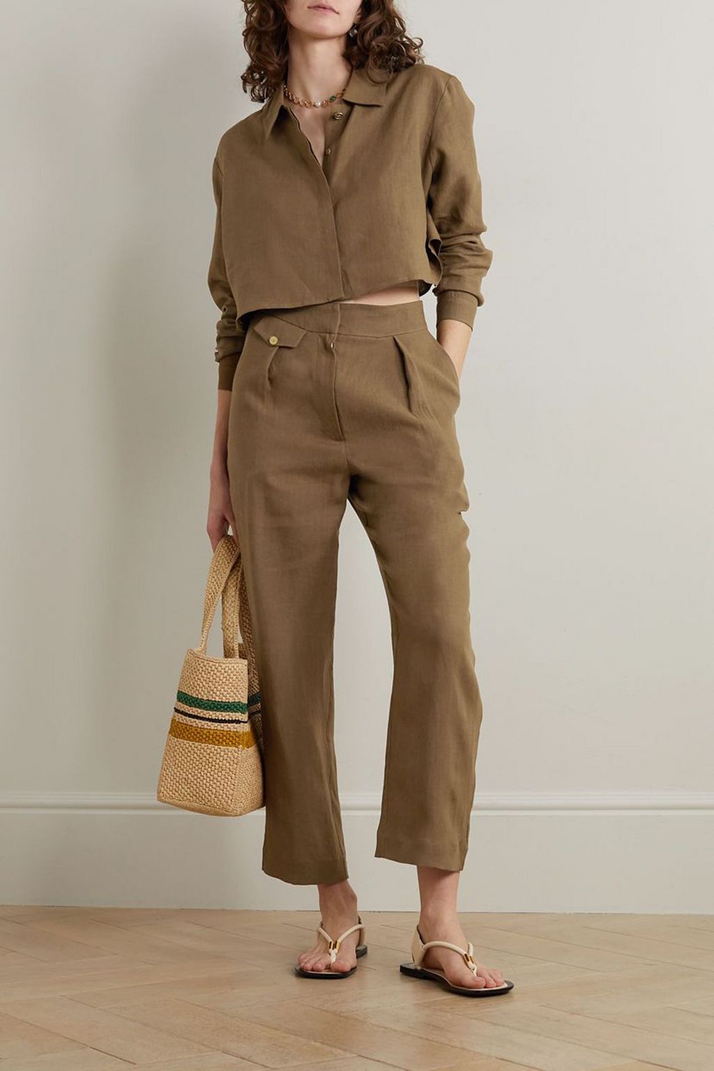 LE KASHA Wasta cropped linen shirt