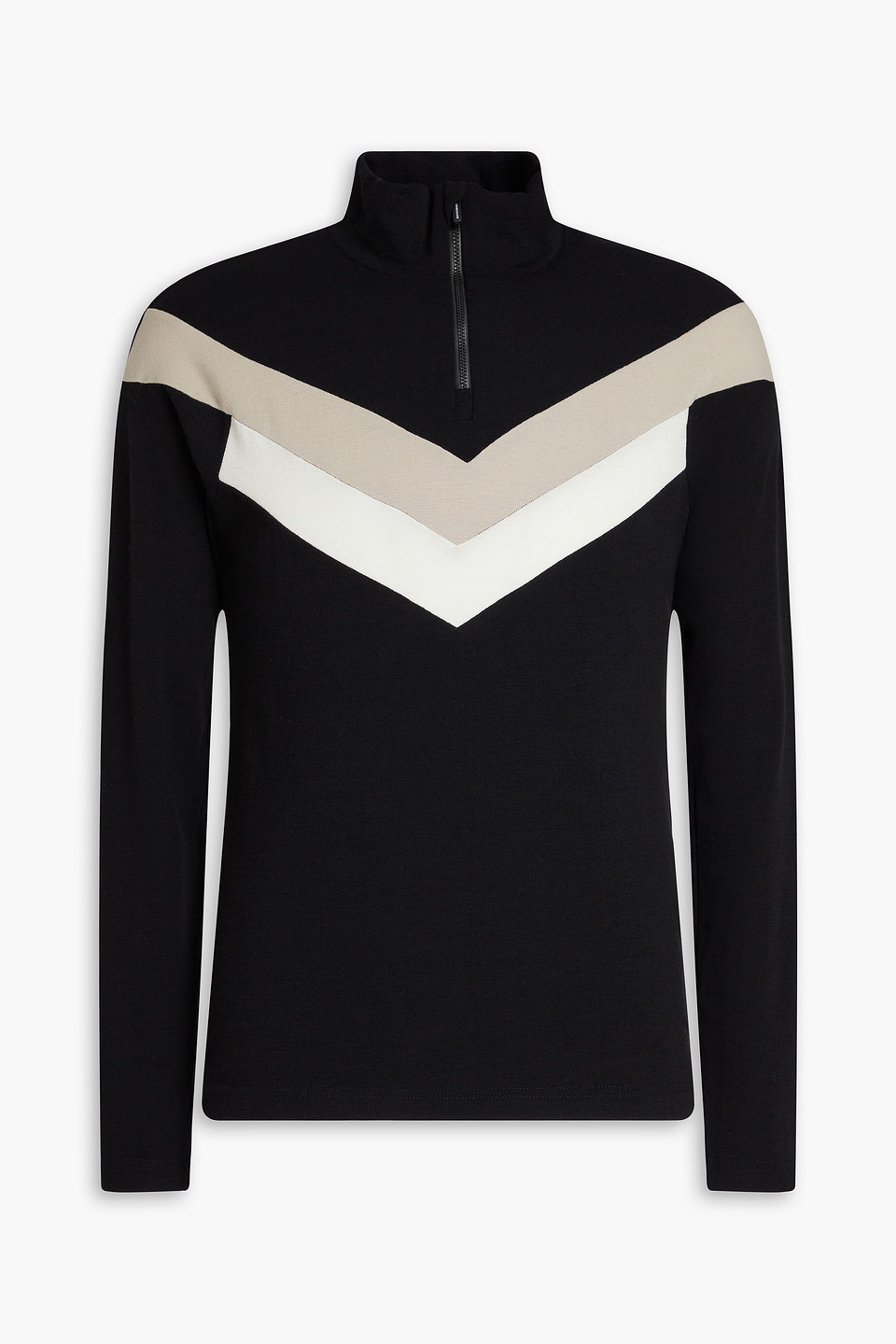 We Norwegians Striped Merino Wool-blend Base Layer In Black