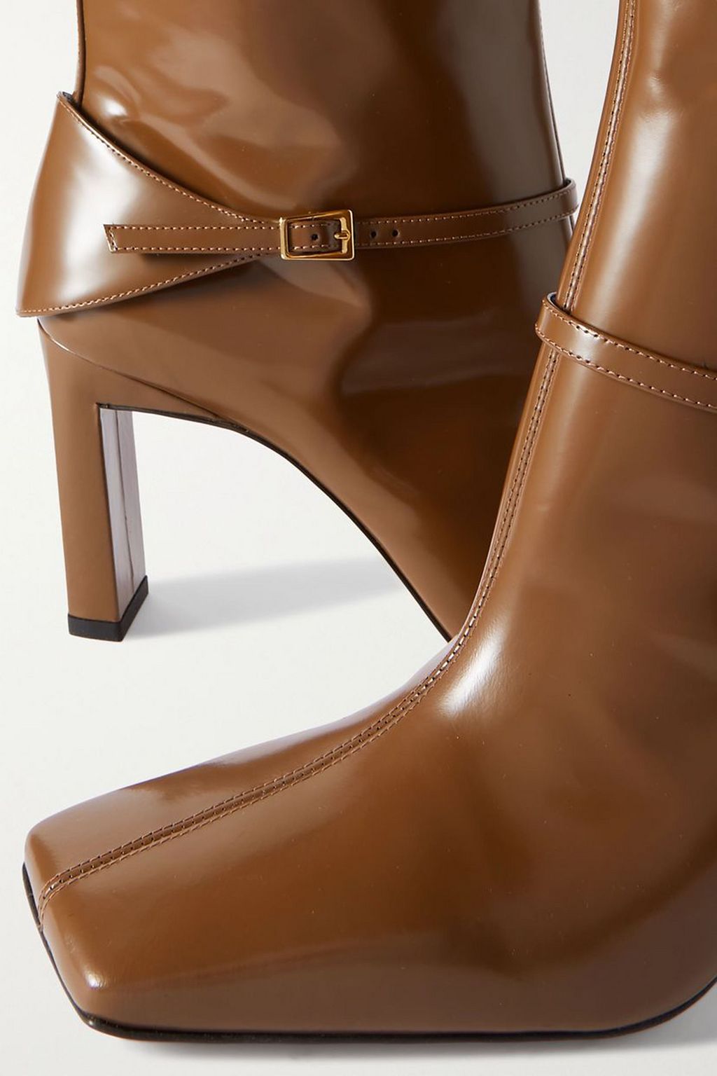 WANDLER Isa buckled glossed-leather knee boots