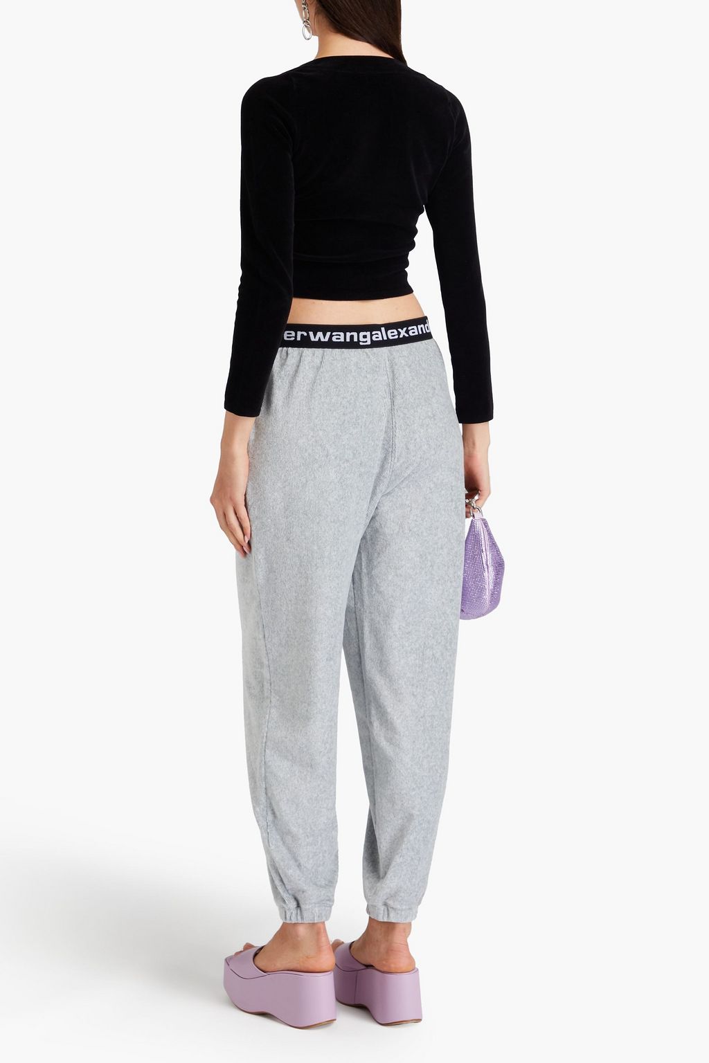 ALEXANDERWANG.T بنطال رياضي من المخمل المضلّع المصنوع من مزيج من القطن المطاطي