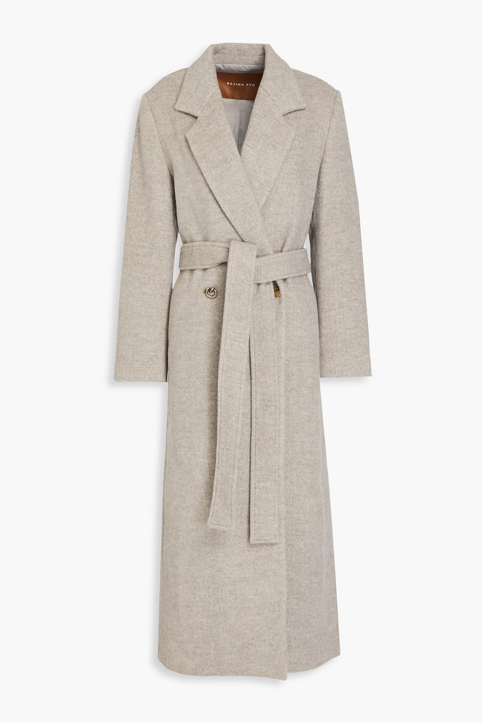 Rejina Pyo Gracie Double-breasted Wool-blend Coat In Braun