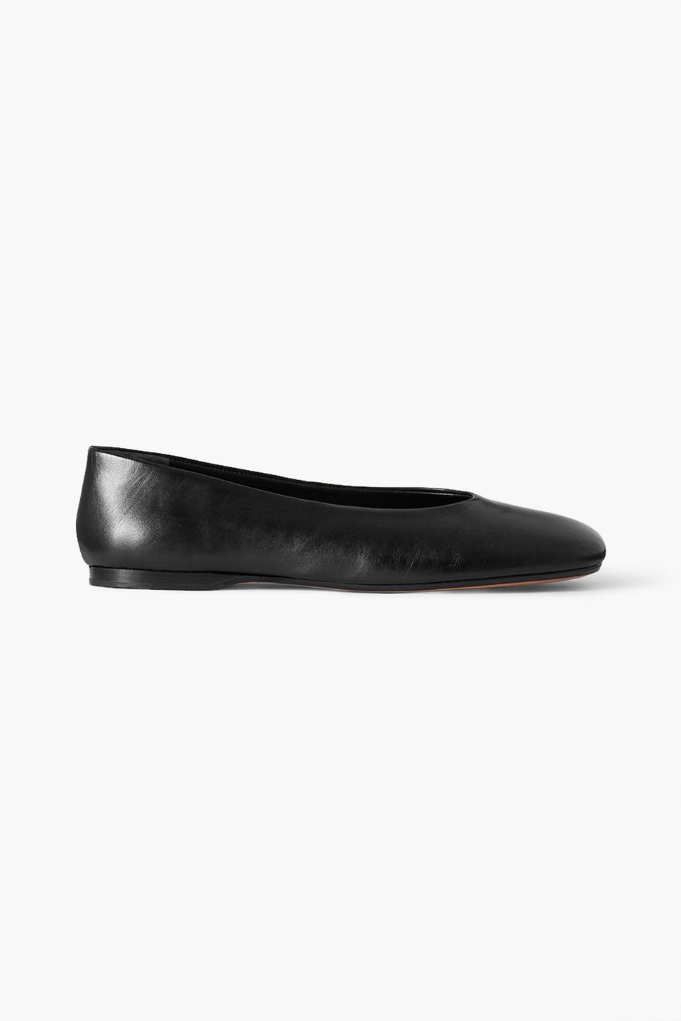 Vince Leah Leather Square-toe Ballerina Flats In Black