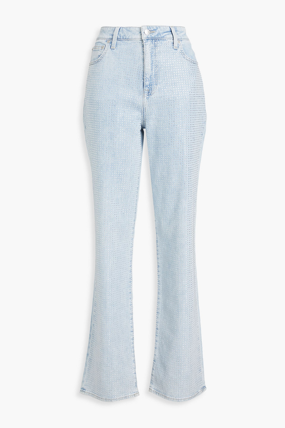 Simkhai Liam Crystal-embellished High-rise Straight-leg Jeans In Light Denim