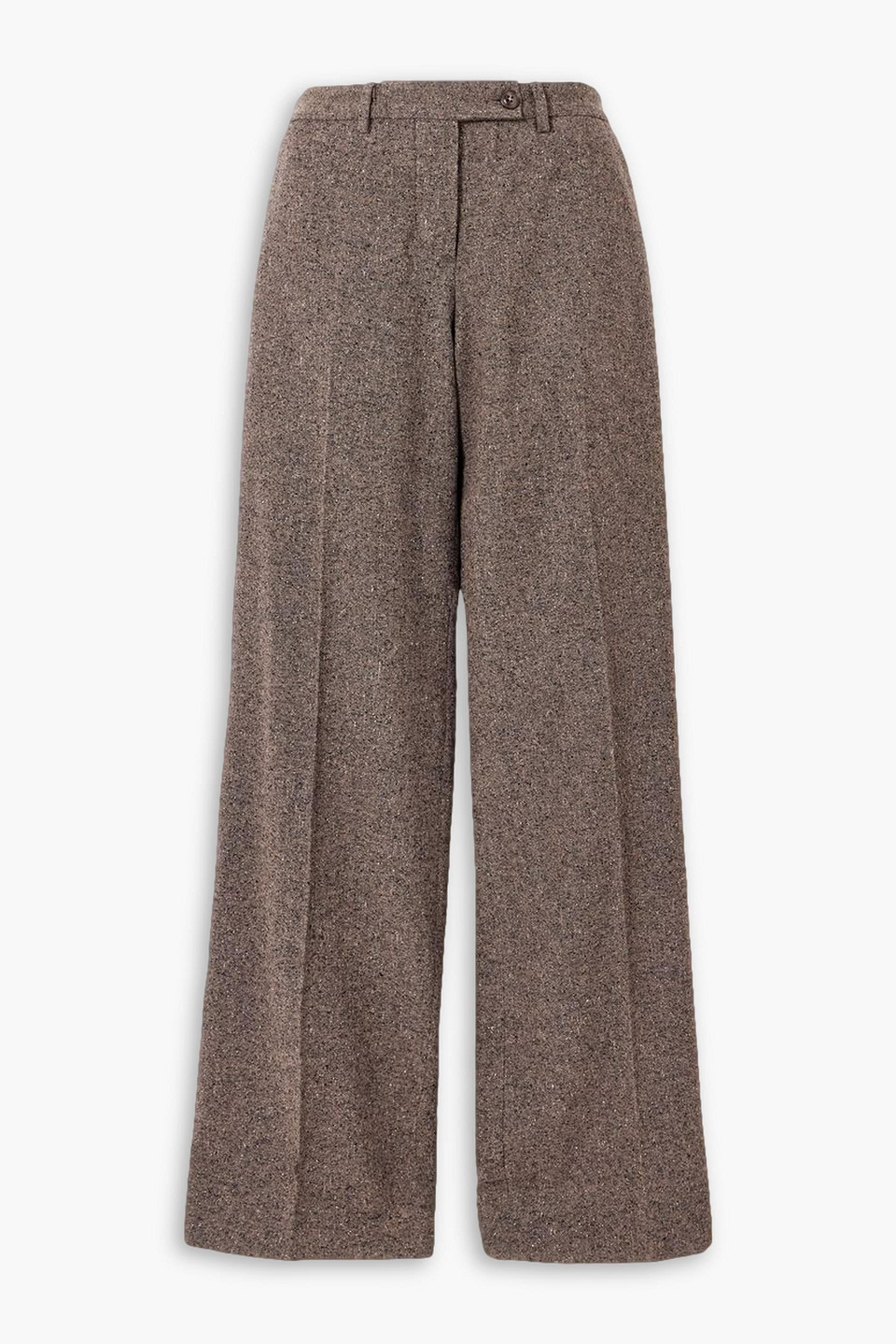 Fortela Juliana Mélange Wool-blend Tweed Staight-leg Pants In Brown