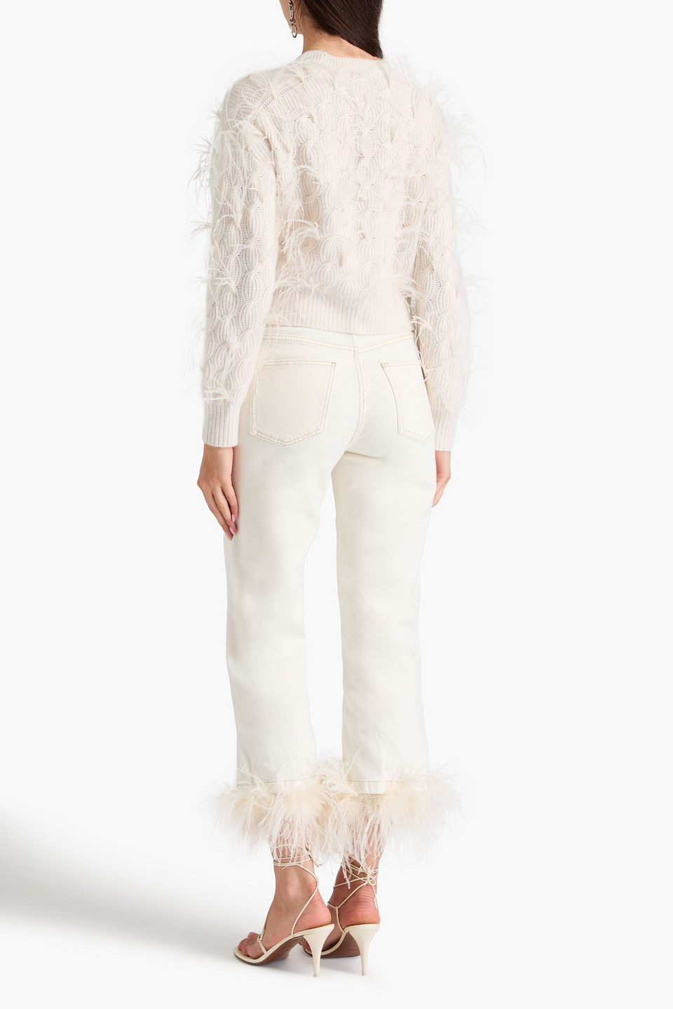 Simkhai Jude Cropped-hose Mit Federbesatz In Ivory