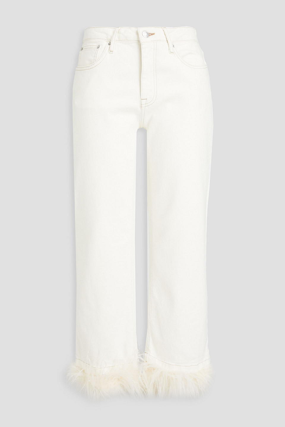Simkhai Jude Cropped-hose Mit Federbesatz In Ivory