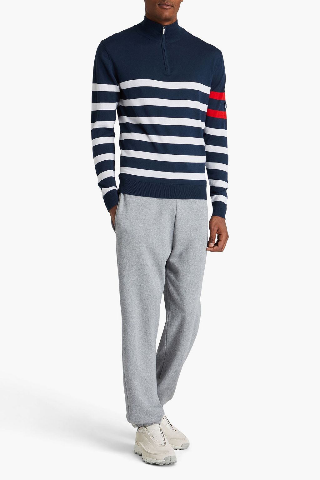 WE NORWEGIANS Striped merino wool and cotton-blend turtleneck sweater