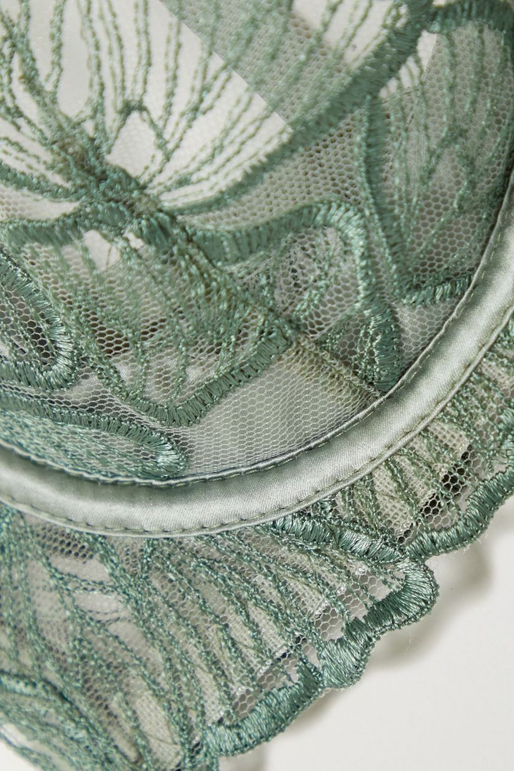 COCO DE MER Mariposa embroidered tulle and satin underwired plunge bra