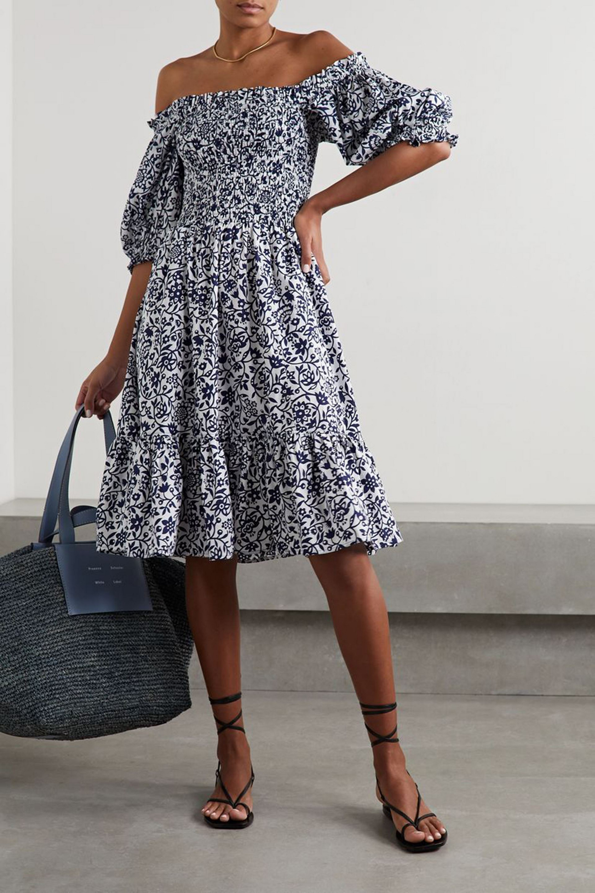 Polo Ralph Lauren Elery off-the-shoulder printed cotton midi dress