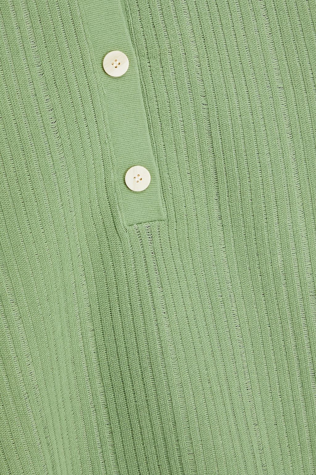 THEORY Ribbed cotton-blend polo shirt