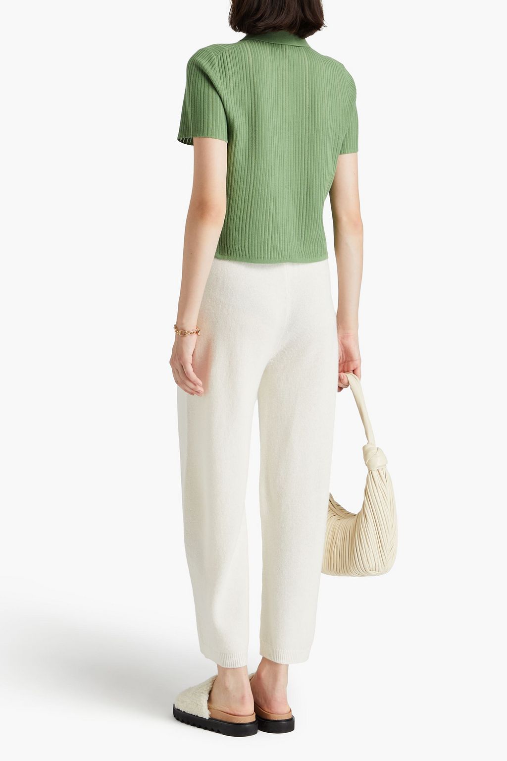 THEORY Ribbed cotton-blend polo shirt