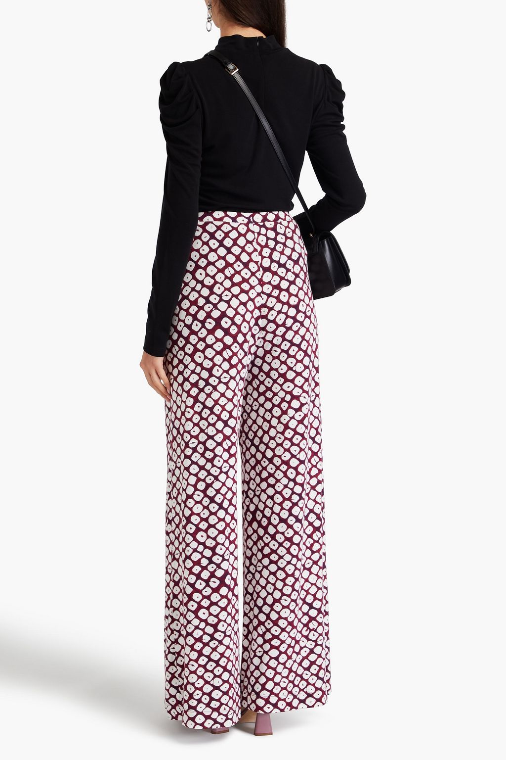 DIANE VON FURSTENBERG 프린트 스트레치 저지 와이드 레그 팬츠
