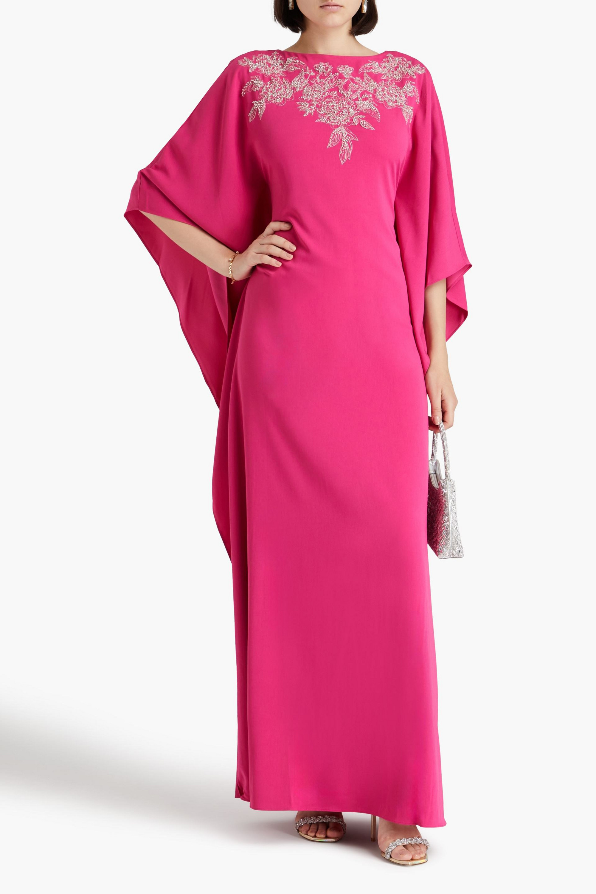 MARCHESA NOTTE Embellished crepe kaftan