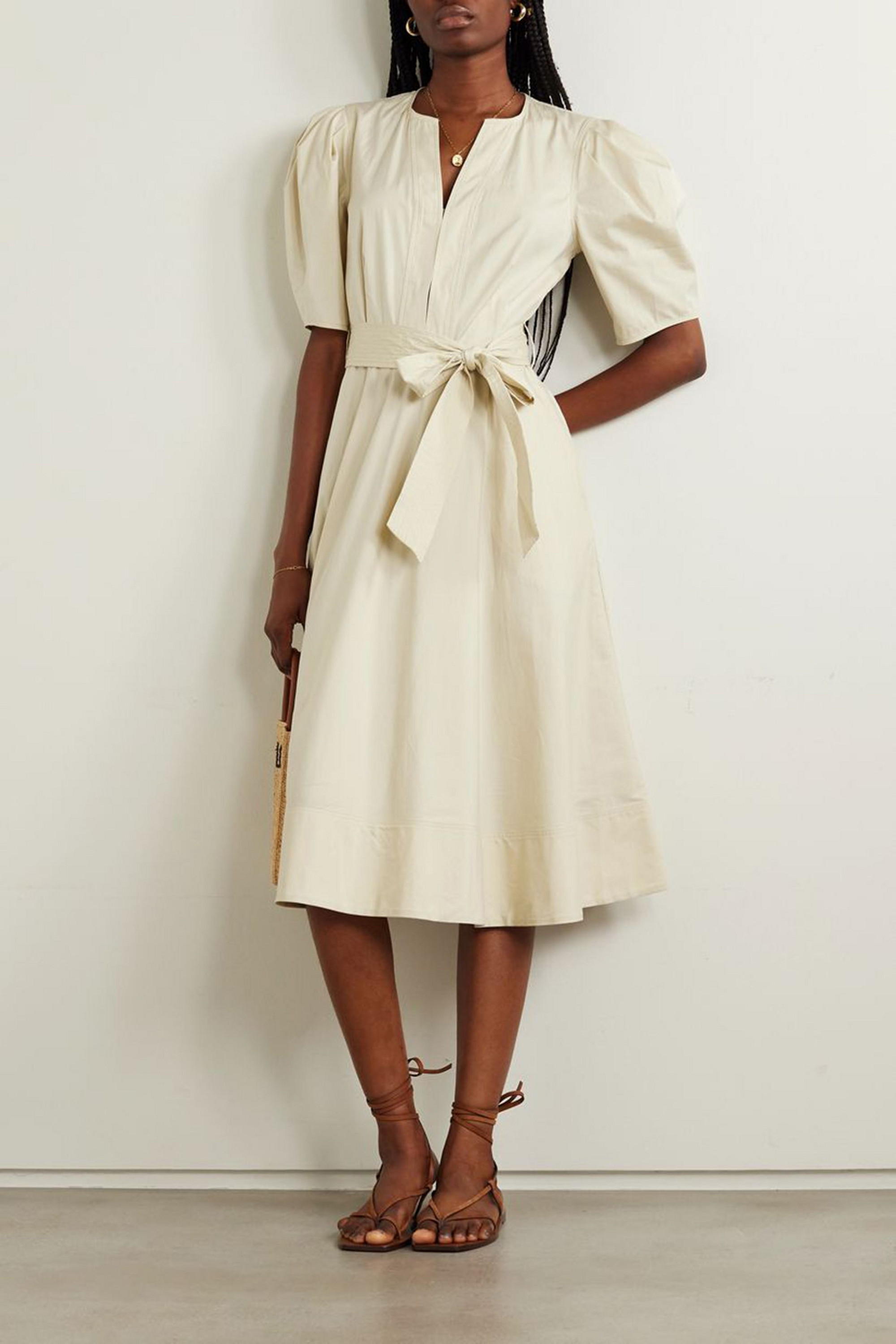 Polo Ralph Lauren Kalna belted pleated cotton-poplin midi dress