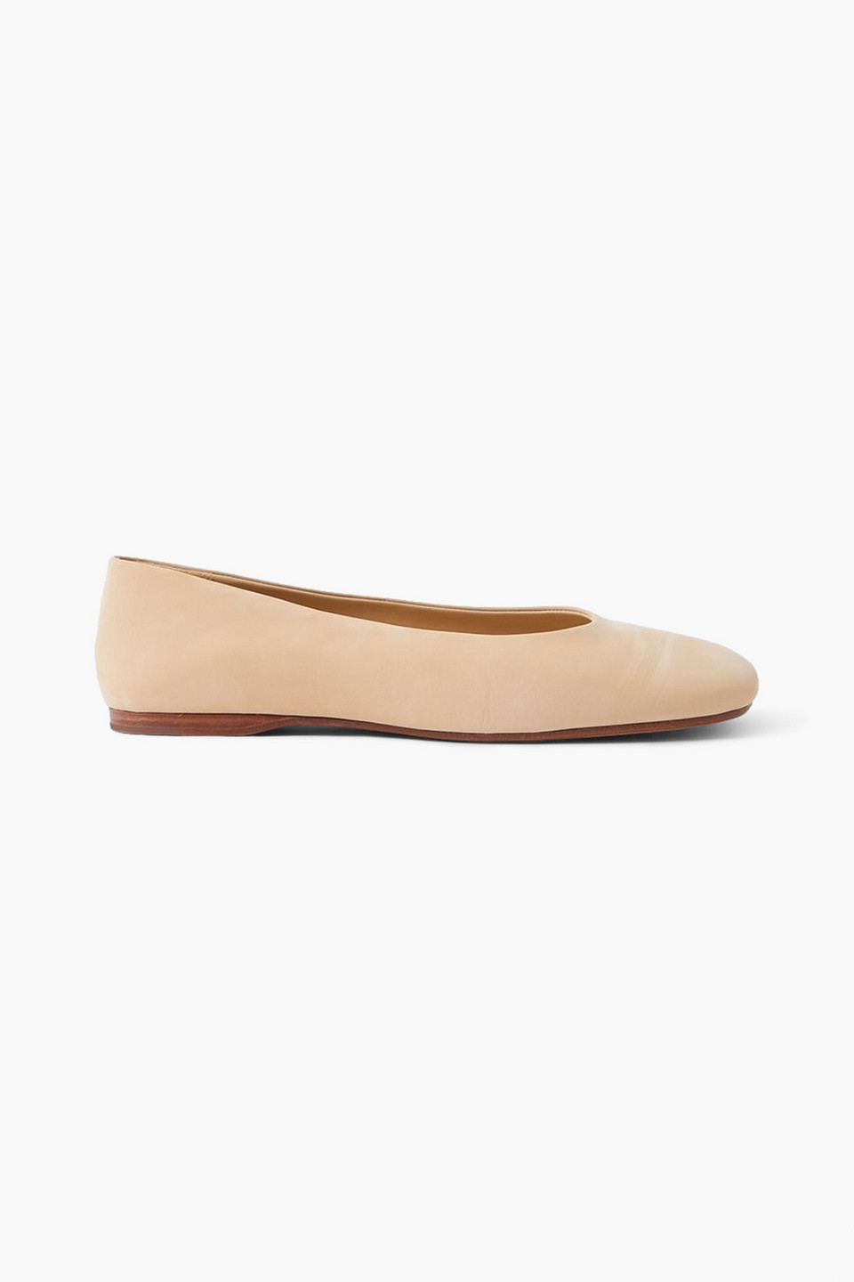 Vince Leah Leather Square-toe Ballerina Flats In Beige