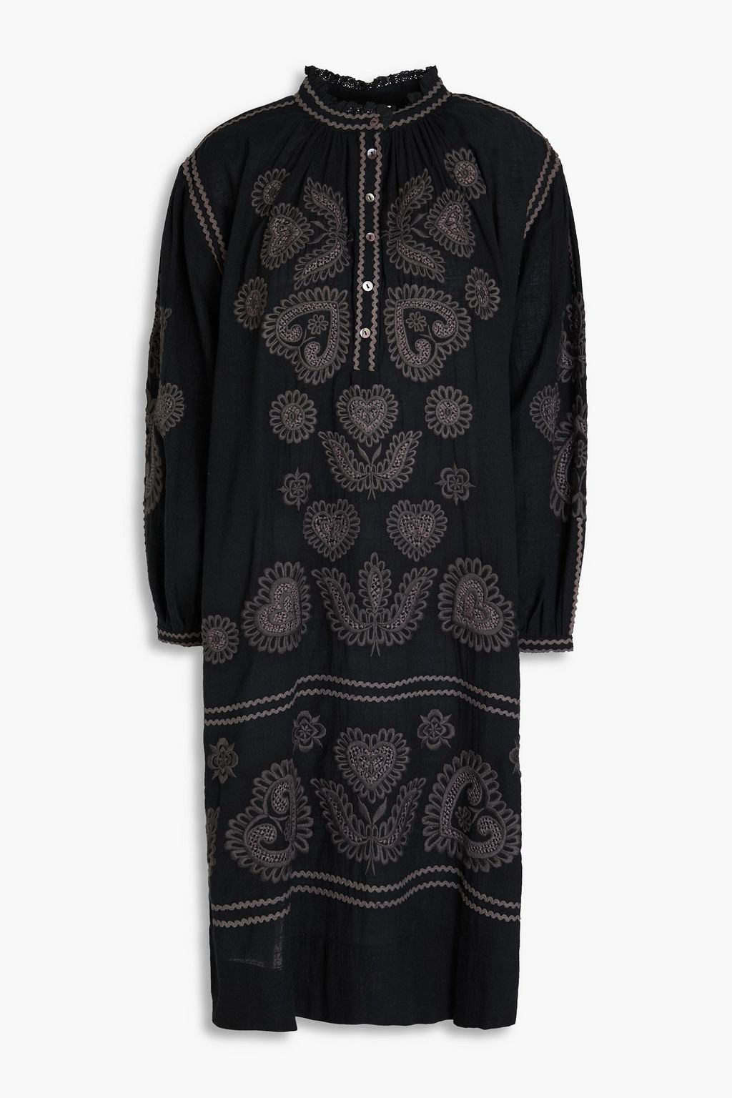 Antik Batik Robby embroidered cotton crepon dress Women Black Dresses FR 36