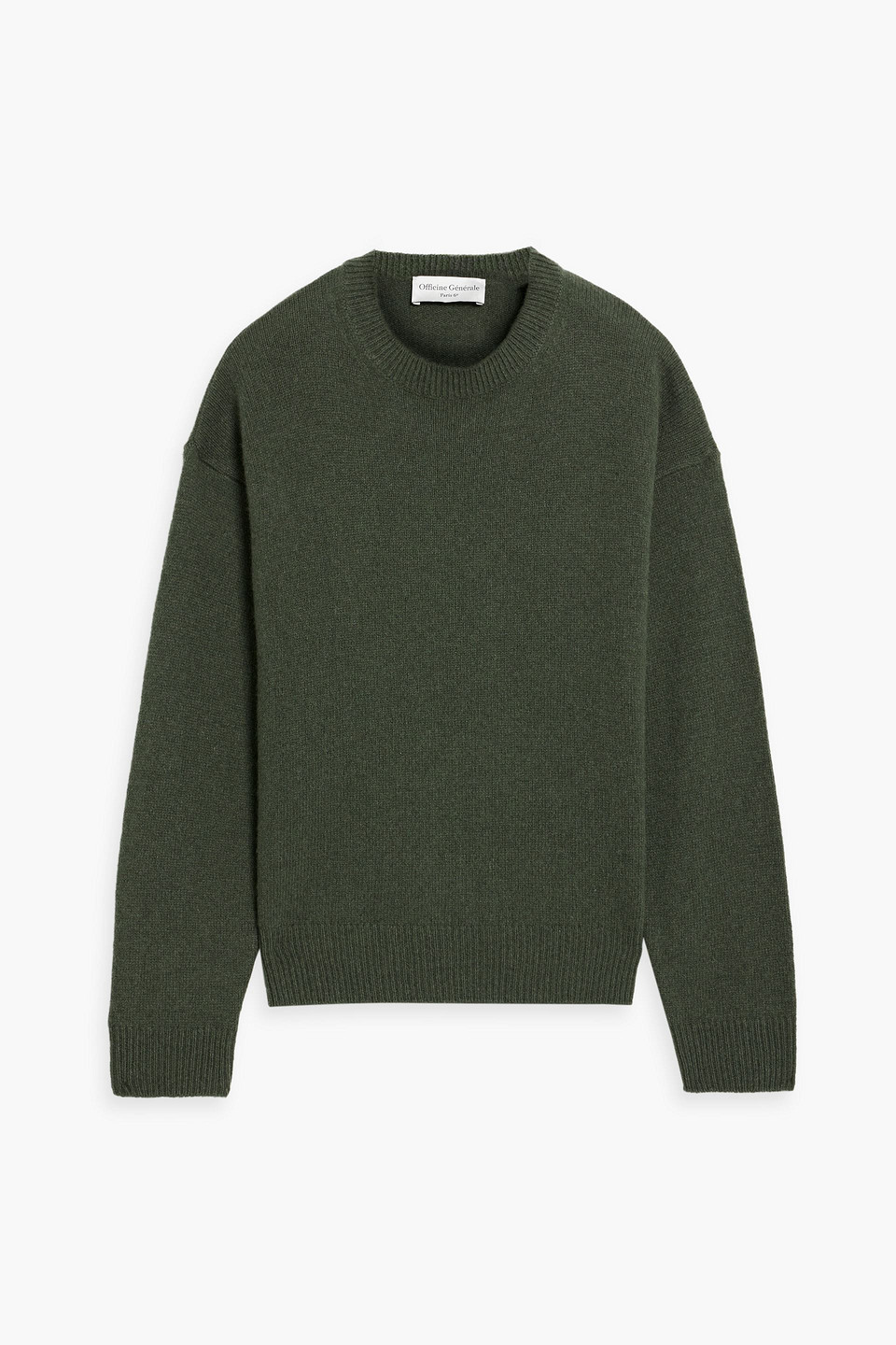Officine Generale Palma Cashmere And Wool-blend Sweater In Army Green