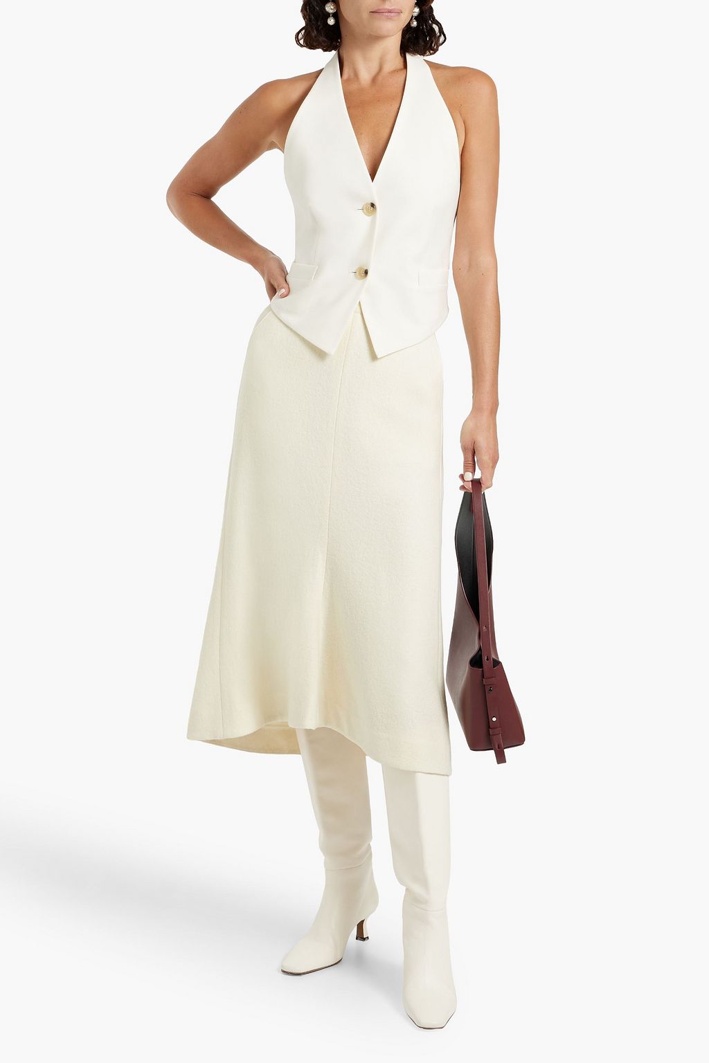 TIBI Wool-blend midi skirt