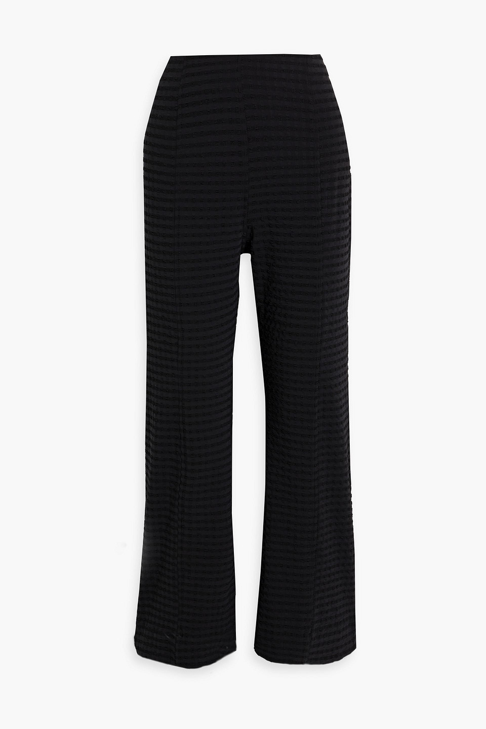 Ganni Cloqué Straight-leg Pants In Black