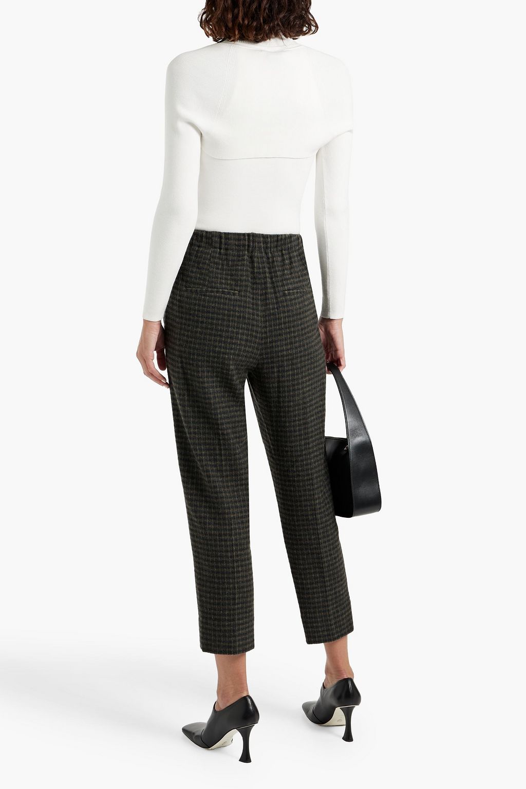 VINCE. Cropped checked wool-blend flannel tapered pants