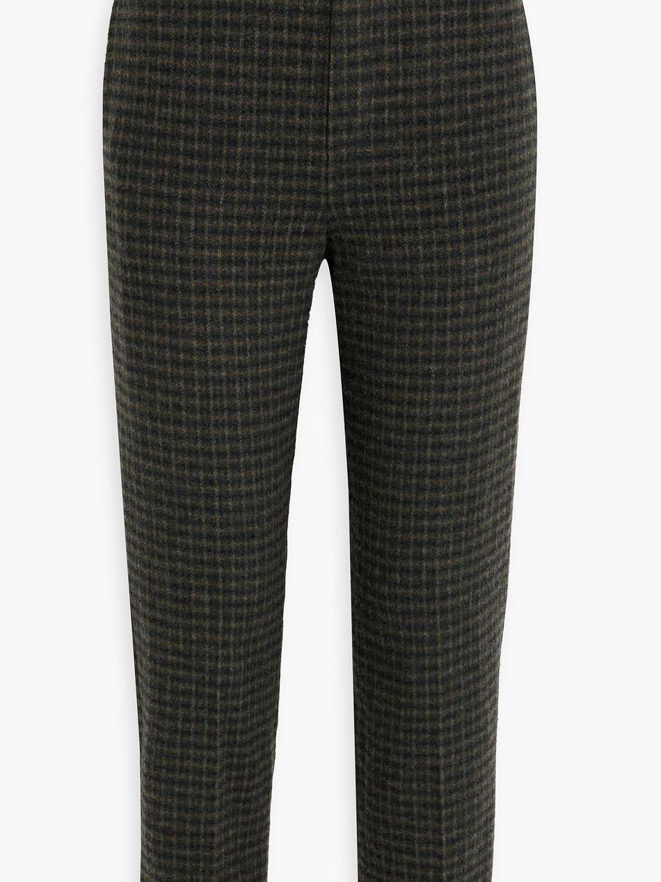 cropped checked wool-blend flannel tapered pants