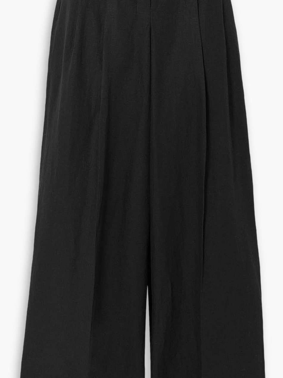 pleated linen wide-leg pants