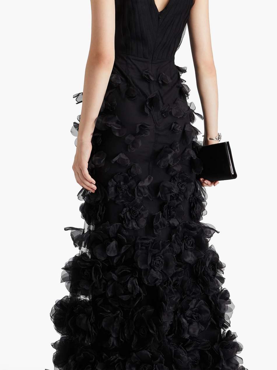 appliquéd pintucked organza gown
