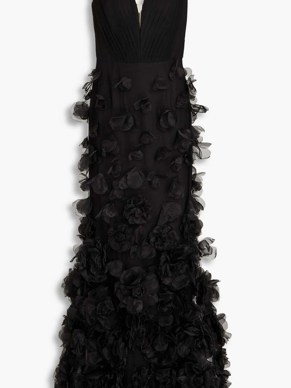 appliquéd pintucked organza gown