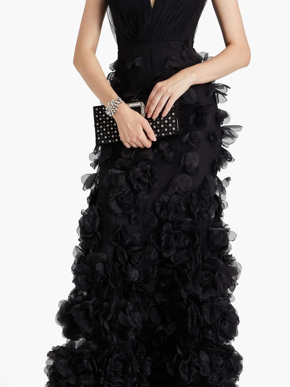 appliquéd pintucked organza gown