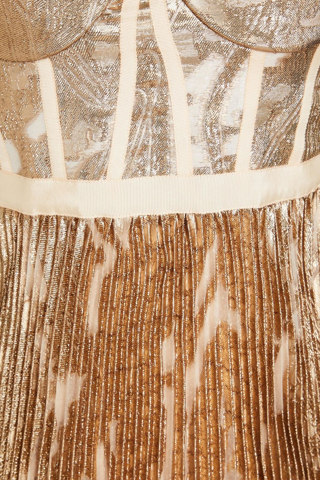 SIMKHAI Brielle pleated metallic fil coupé organza gown
