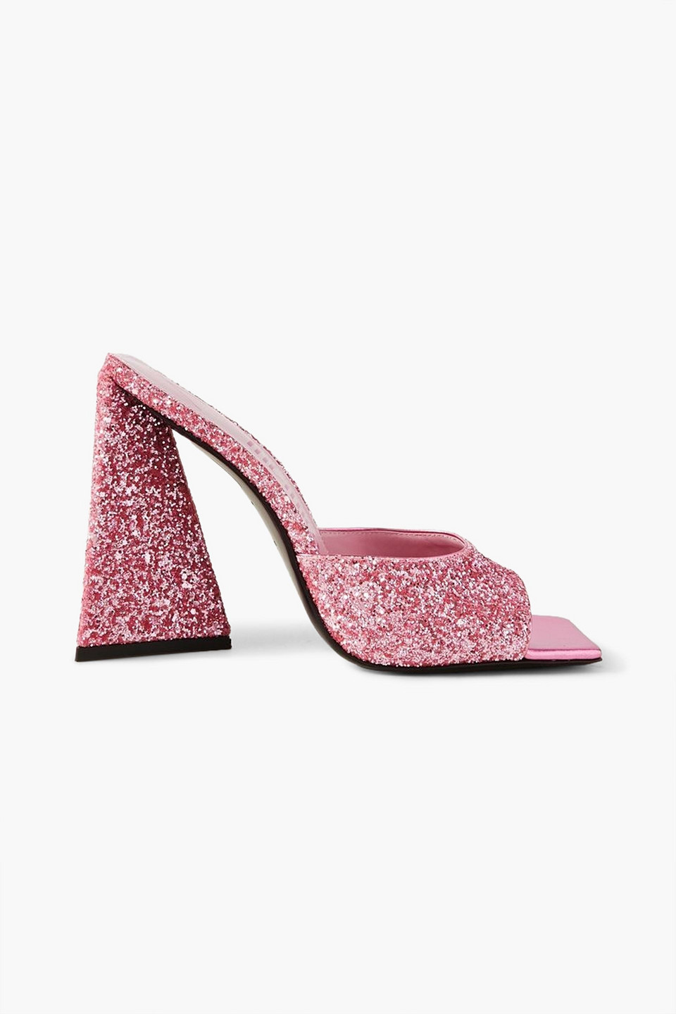Attico Devon Glittered Leather Mules In Pink